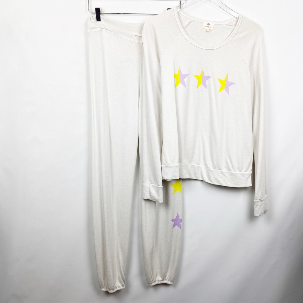 2pc Sundry Cream Star Print Lounge Jogger Set 1